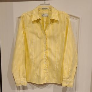 Yellow Striped Orvis Ladies Button Down Blouse
